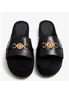 Versace iconic Medusa 95 espadrilles Black and Gold New Size 40